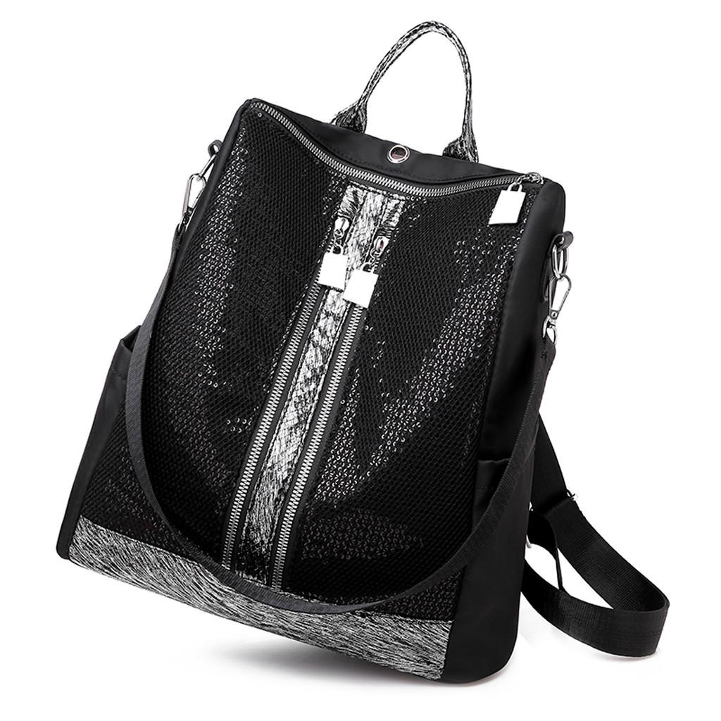 Fashion Ladies Sequins Wild Large Capacity Backpack Shoulder Bag Student Bag