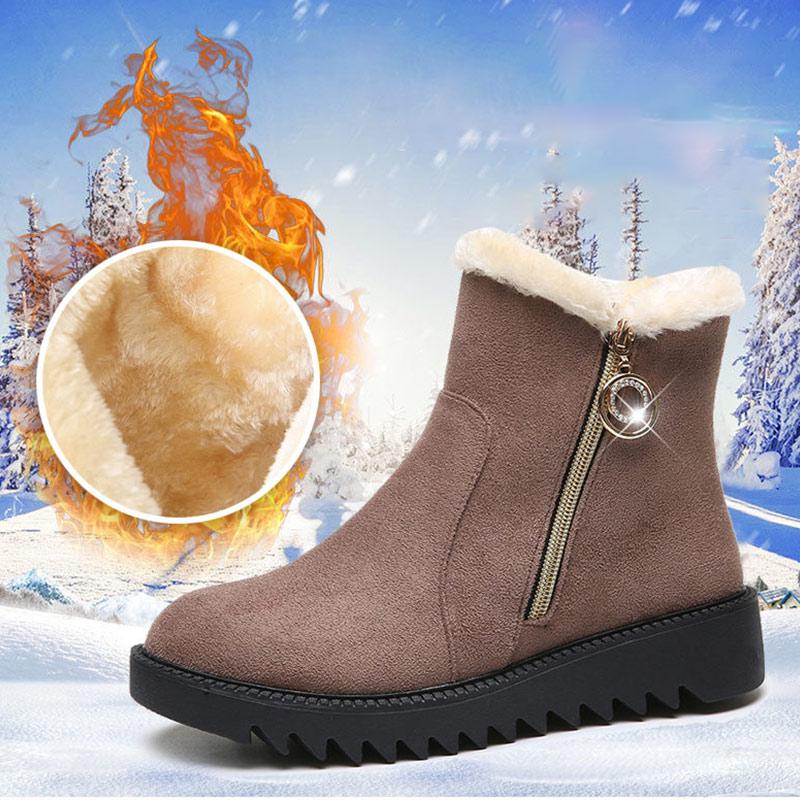 Short Boots Ladies Winter Chelsea Boots Flat Bottom Non-slip Warmth Platform Shoes Side Zipper Naked Boots