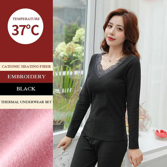 Ladies Thermal Underwear Set Plus Velvet Self-heating German Velvet Thickening Seamless Constant Temperature Body Autumn Clothes Long Pants