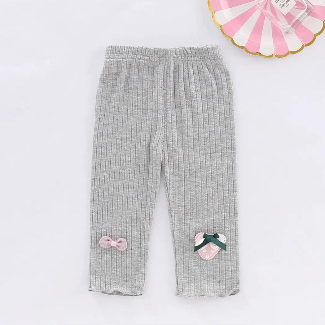 Girls' Leggings Children's Spring and Autumn Thin Bow Strawberry Korean Cropped Trousers Stretch Pants Baby Outer Wear and Inner Wear