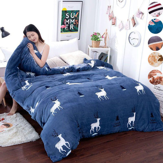 1pc Plush Thick Flannel Duvet Cover Winter Plush Coral Fluff Duvet Cover Twin Queen King Size