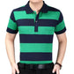 Summer Short-sleeved T-shirt Male Middle-aged Striped Dad Outfit Lapel    Shirt Loose Half-sleeved Shirt with Real Pockets