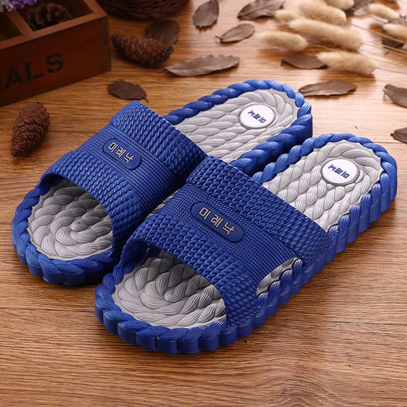 Korean Version of The Slippers Male Xiaju Home Massage Bathroom Couple Male Sandals and Slippers Women