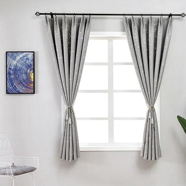 2Pcs/Set Roman Modern Semi-Blackout Curtain Embroidered Dream Star Curtains Kitchen Window Bedroom Curtains Home Decoration