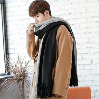 Scarves Scarf  Women's Knnitted Scarf Men's Winter Cashmere Couple Thick Wool Scarf Lovers Gift