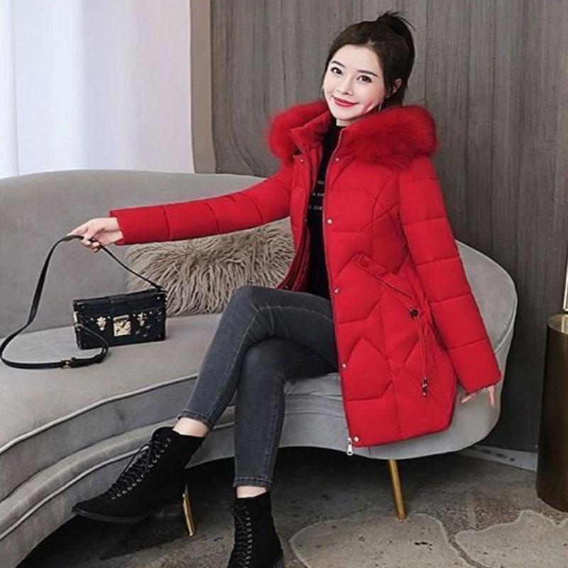 Down Jacket Winter Korean Fashion Big Fur Collar Mid-length Hooded Thick Warm Large Size Jacket Suitable for Women