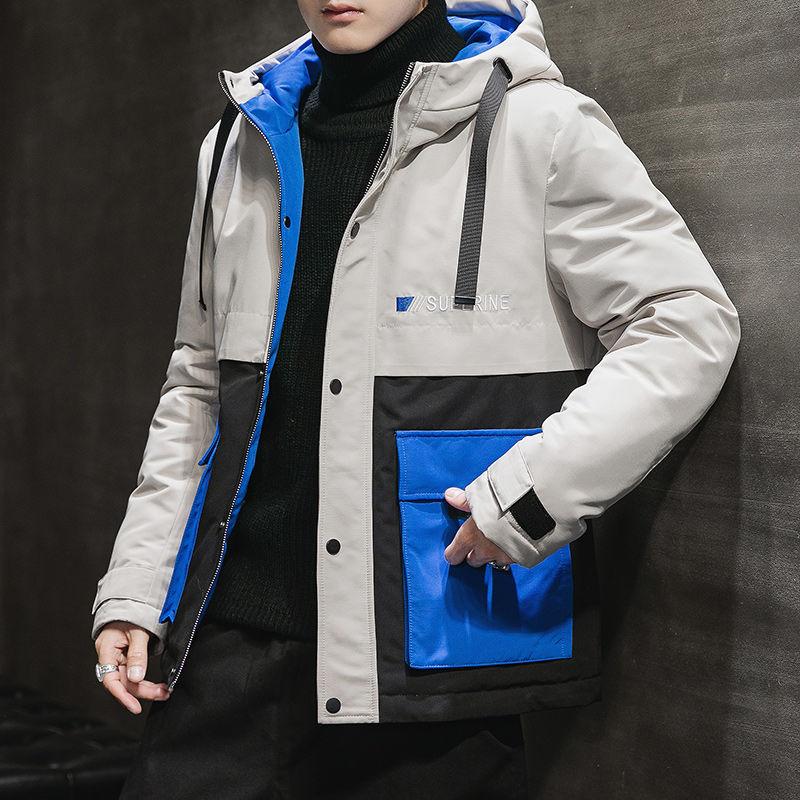 Fashion Men's Jacket Winter Thickening Warmth  Matching Hooded Down Padded Jacket