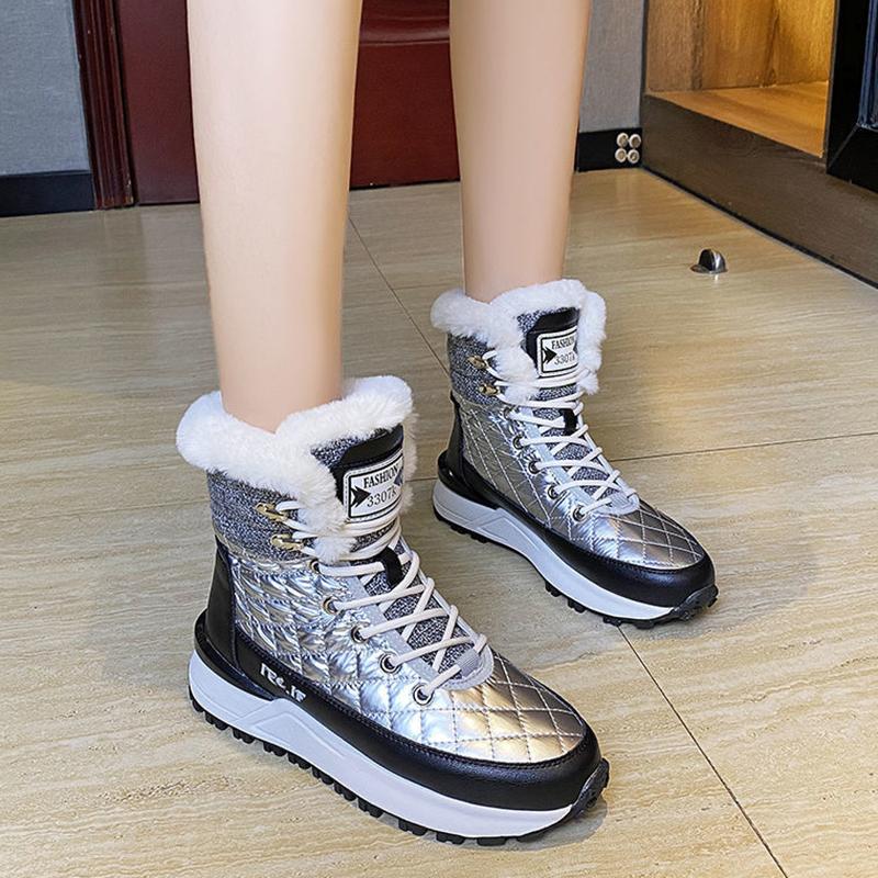 Snow Boots Women Winter Plus Velvet Thick Warm Cotton Shoes Women Winter Anti-skid and Waterproof Bread Ankle Boots