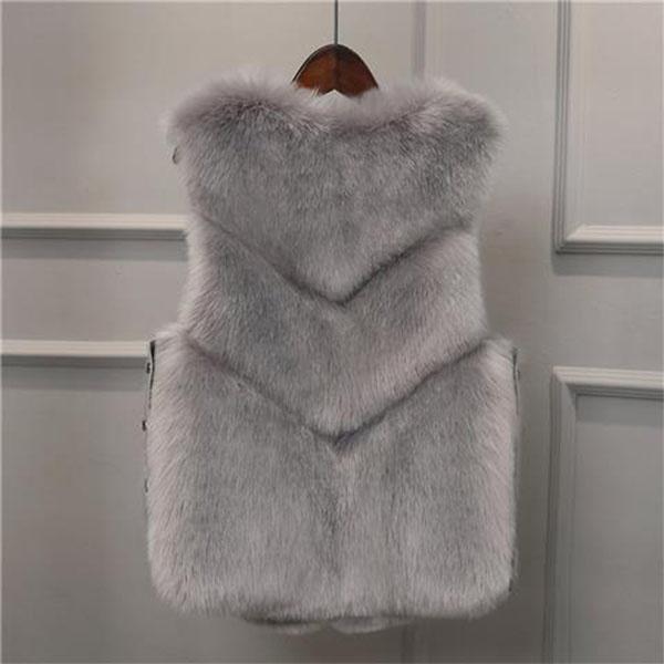 Autumn Winter Warm All-match Fur Vest Women's Leather Jacket Fashionable All-match Imitation Faux Fox Fur Waistcoat Stitching  Vest Short Jacket Slim