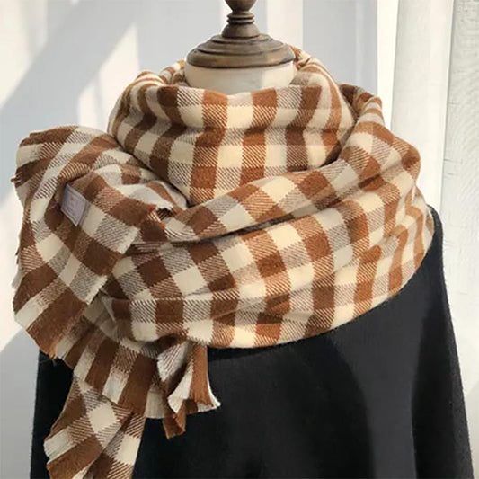 Plaid Scarf Female Winter Day Korean Style Shawl All-match Warmth Necessary Thickening Scarf