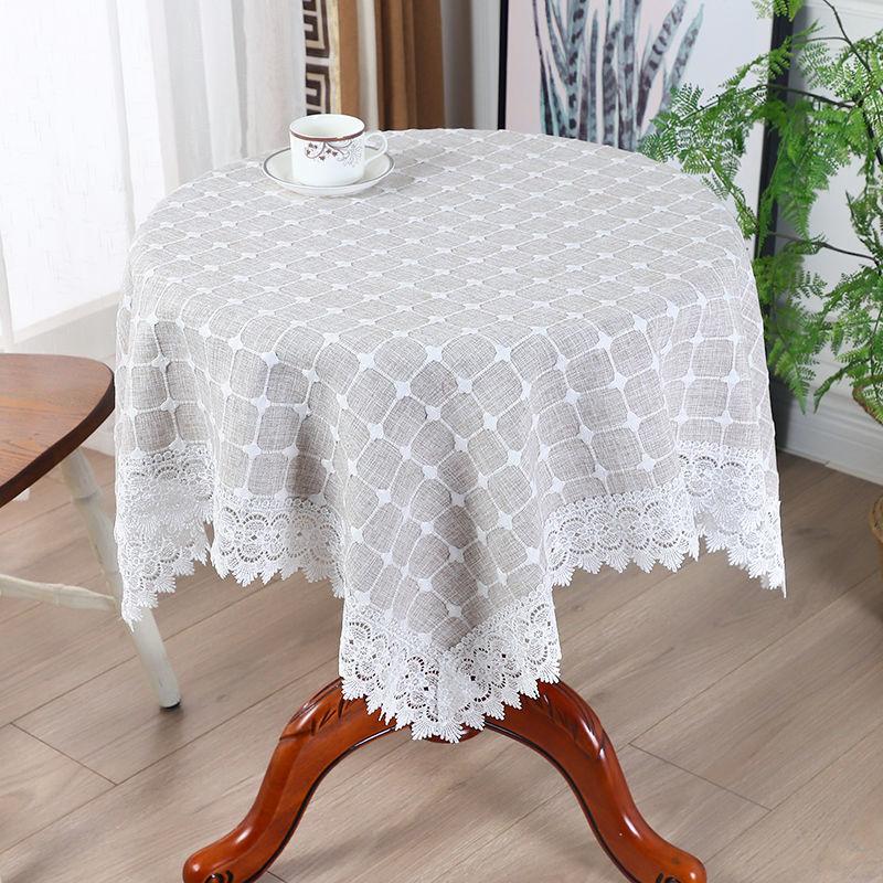 Round Tablecloth Small Round Table Bedside Table Linen Embroidery Cover Towel Table Cloth Dust Cover Nordic Minimalist Style