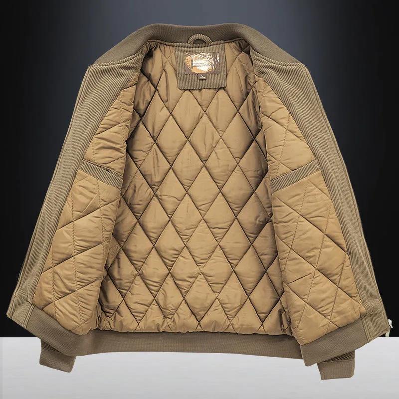 Corduroy Cotton-padded Jacket Men's Winter Middle-aged Plus Size Casual Tooling Fashion Baseball Collar Thick Padded Jacket Coat Cotton Jacket