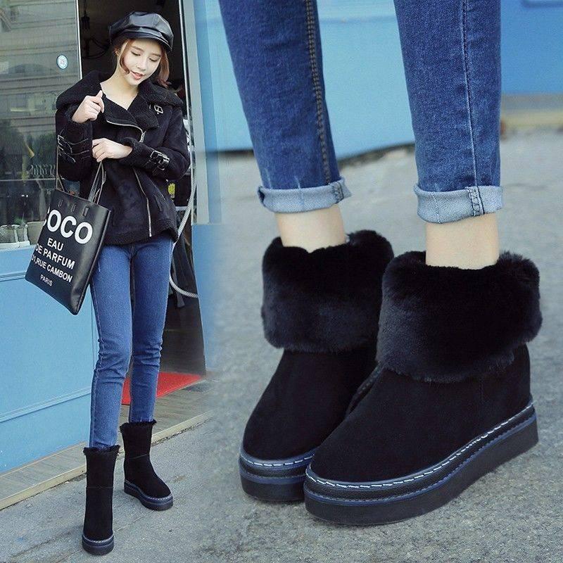 Women Snow Boots Winter Warm Fur Lined Casual Short Boots Winter Non-slip Martin Boots Size 35-40