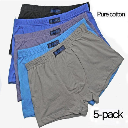 5-pack  Men's Cotton Boxer, Breathable Four-corner Solid Color Underwear, Cotton Underwear, Sweat-absorbent, Sexy Loose Bottom Pants