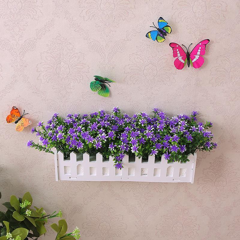 Simulation Fake Flower Plastic Flower Fence Floral Set Wall Hanging Flower Basket Simulation Green Grass Small Potted Ornaments