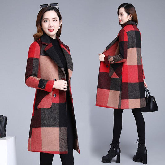 Long Sleeve Warm Jacket Large Size Woolen Coat Autumn and Winter Large Size Woman's Clothing