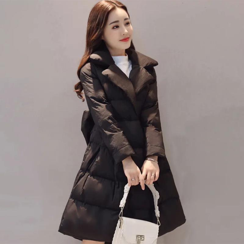 Women's Solid Color Down Jacket Mid-length Down Jacket Winter Korean Style Loose Coat Warm Stand-collar Down Jacket Quilted Jacket