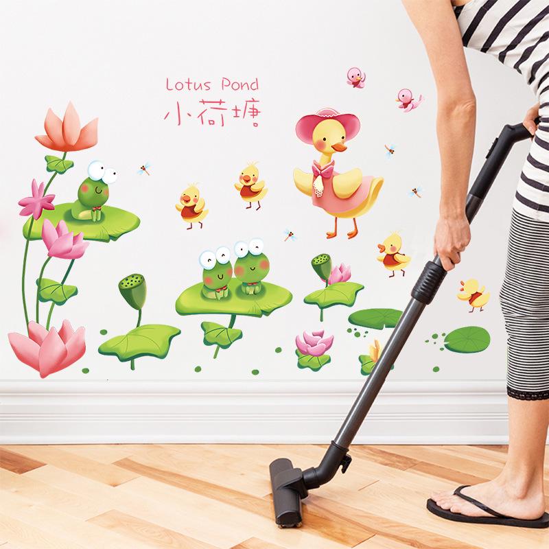 Children's room bedroom background flat waterproof decorative PVC mural removable