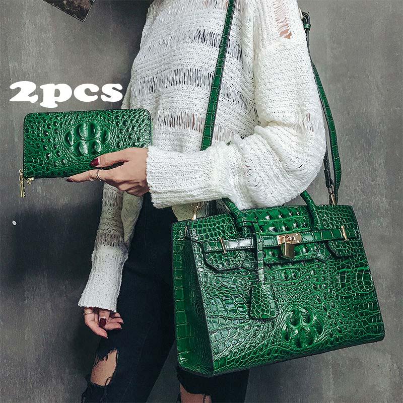 Crocodile Leather Handbag Women Fashion Large Capacity Shoulder Bag Platinum Bag