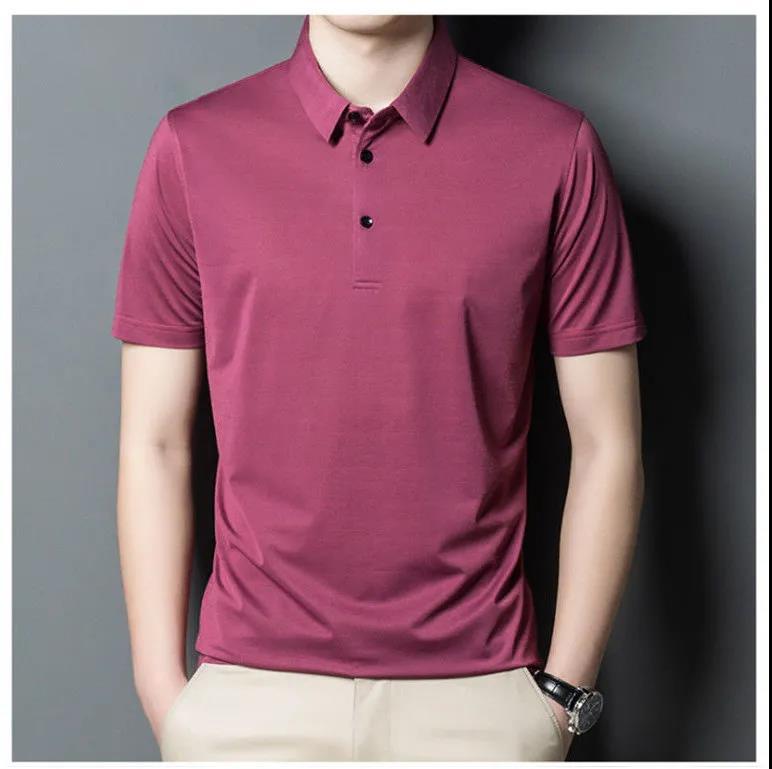 Men's Summer Ice Silk Middle-aged Short-sleeved T-shirt Loose Casual Business T-shirt Men's Top