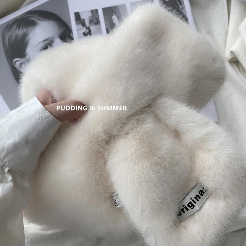 Solid Color Rabbit Fur Scarf Women's Winter Korean Version All-match Student Warm Scarf