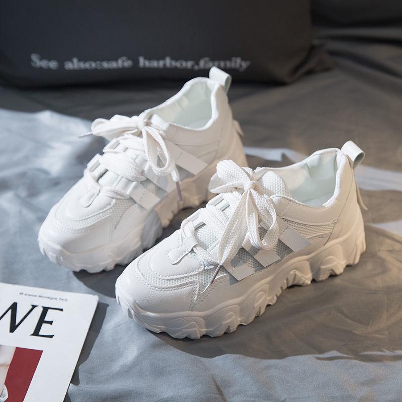 Women's Chunky Sneakers 2020 Fashion Women Platform Shoes Lace Up Vulcanize Shoes Womens Female Trainers Dad Shoes