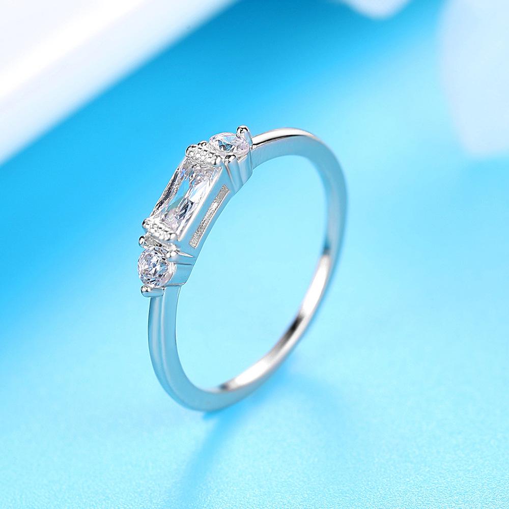 Valentine's Day Jewelry Elegant Baguette Micro Set Zircon Ring Fine Ring Women Proposal Ring