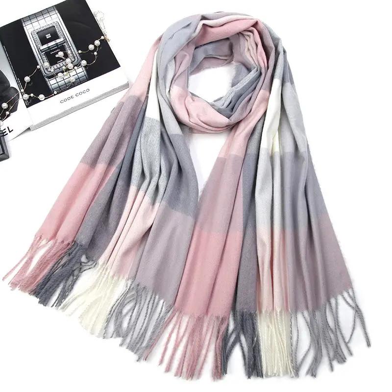 Scarfs for Women Cashmere Warm Tassel Long Plaid Ladies Scarves Shawls Fashion Scarf Wraps Female