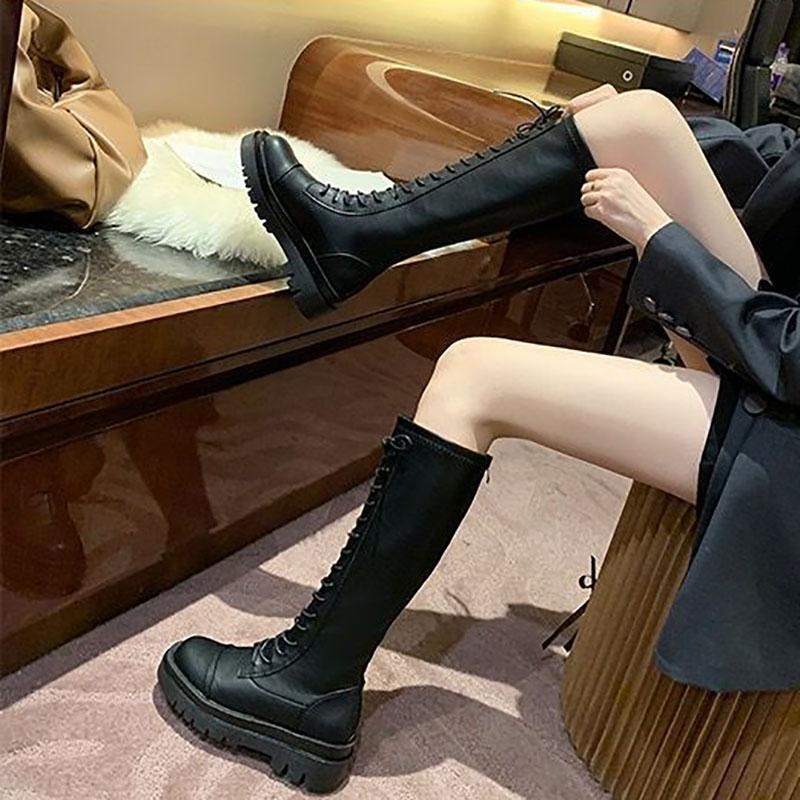 Women's Summer Boots Thin Section High-tube Thick-soled Boots White Over The Knee Knight Boots Leather Boots