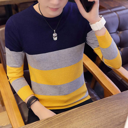 Fashion Brand Sweater Men Pullover Striped Slim Fit Jumpers Knitred Woolen Autumn Casual Men Clothes