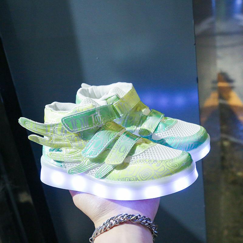 New Kids USB Luminous Sneakers Glowing Children Lights Up Shoes with Led Slippers Girls Illuminated Footwear Boys