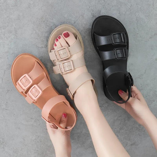 Summer Roman Sandals Female Students Korean Version of The Social Wild Ladies Flat Harajuku Style Beach Sandals