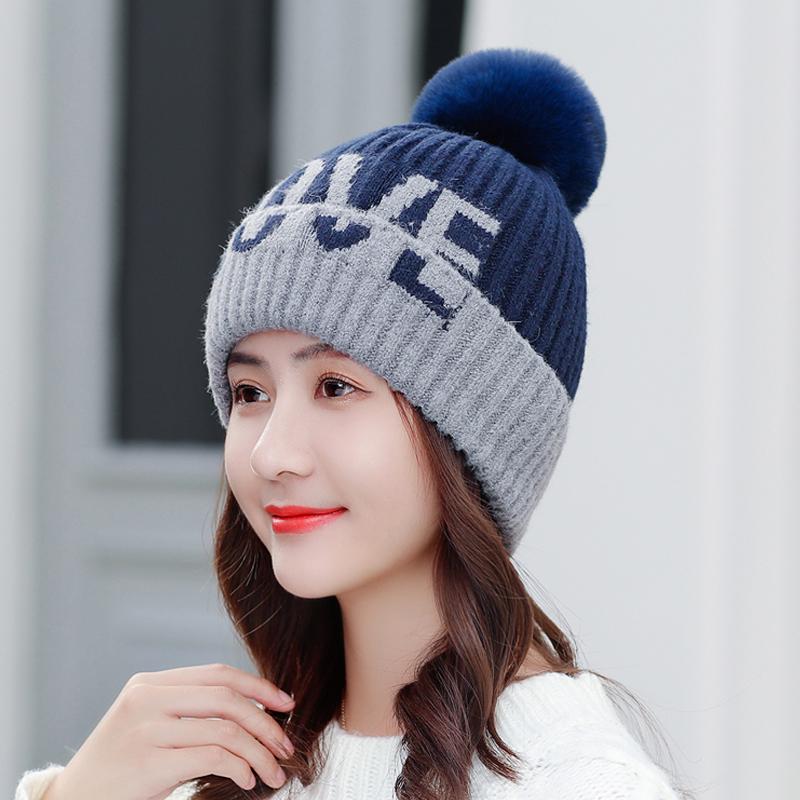 Warm Knitted Winter Hat for Women Girl Wool Beanies Skullies Velvet Hat Femme Balaclava Scarf Hat