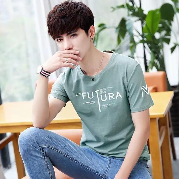 Summer Men's Short-sleeved T-shirt Youth Half-sleeved Shirt Bottoming Shirt Clothes Men