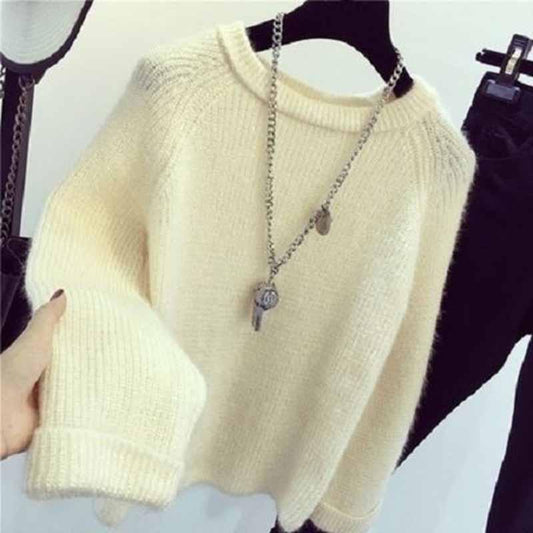 Sweater Colorful Knitted Pullovers Thick Winter Patchwork Mohair Sweater Autumn Women Women Clothing