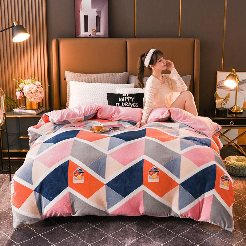 1pc Winter Warm Thick Milk Quilt Cover Double-sided Quilt Cover Single and Double Dormitory Flannel Quilt Cover Twin Queen King Size