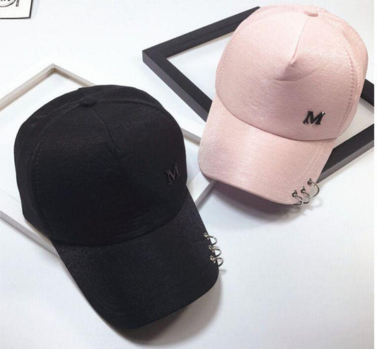 BBS054 Korea style baseball cap with metal ring Breathable cotton women and men snapback hats Casque