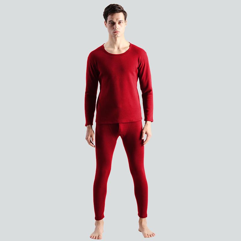 Men Winter Autumn Plus Velvet Thicken Thermal Underwear Tight Suit Cotton Comfortable Versatile Warm Constant Temperature Self-heating Long Sleeve