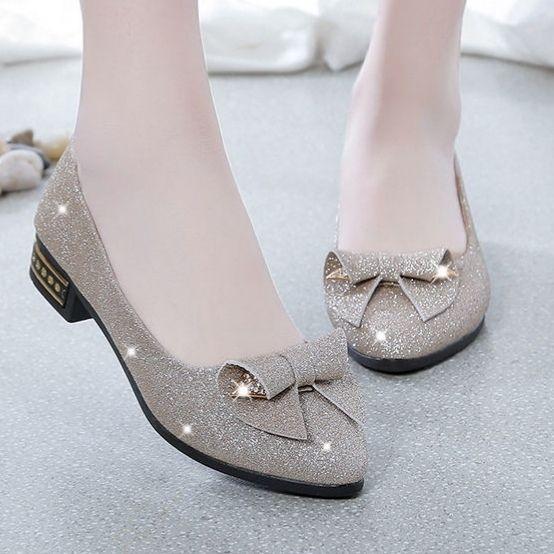 Women's Shoes Cute and Elegant Single Shoes Flat Thick Heels Pointed Toe All-match Shallow Mouth Single Shoes Work Shoes