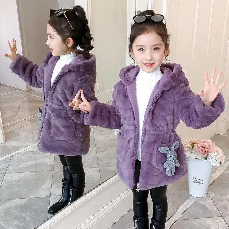 Girls' Woolen Sweaters Warm Jackets Cotton-padded Clothes Winter Clothes Thick Windproof Mid-length Cotton-padded Clothes