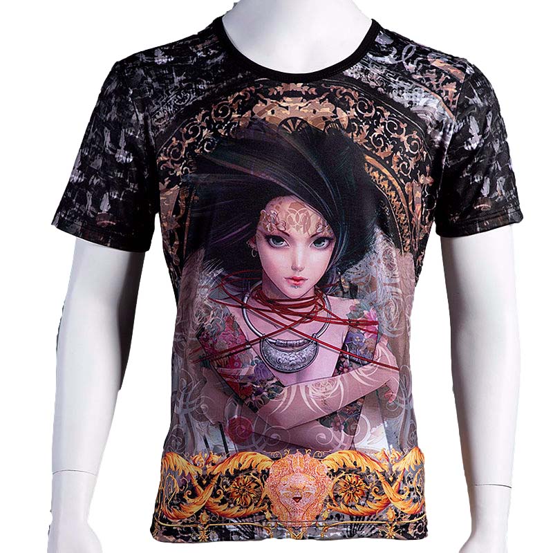 Summer New Men's Round Neck Print Short-sleeved T-shirt Half-sleeved Thin Top