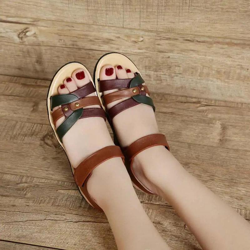 Summer Sandals Women's Flat Low Heel Non-slip Wear-resistant Sandals Outdoor