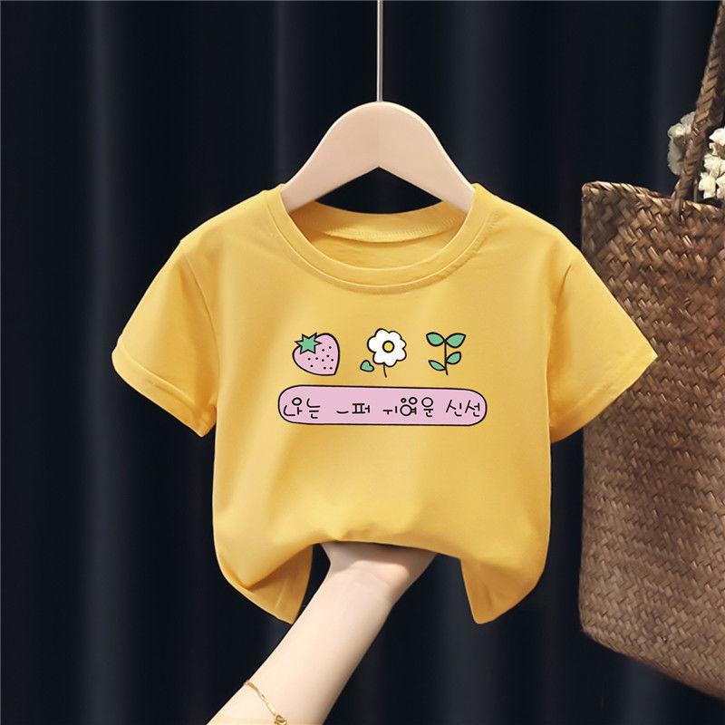 Summer Kids Cute Printing T Shirts Short Sleeve Tops Korean Style O-neck Loose T Shirts For Children Girls