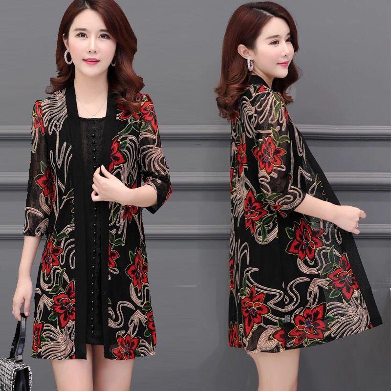 1PCS SPring and Summer Chiffon Cardigan Women's Coat Sun Protection Loose Print Shawl Plus Size M-XXXXXL