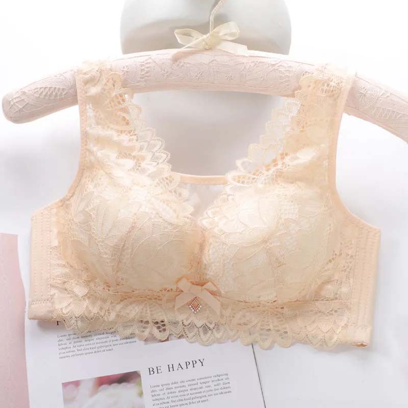 Thin Large Size No Steel Rings Underwear Anti-sagging Receiving Side Breast Beauty Back Anti-shine Vest Bra Gathering Breathable Cotton Bra