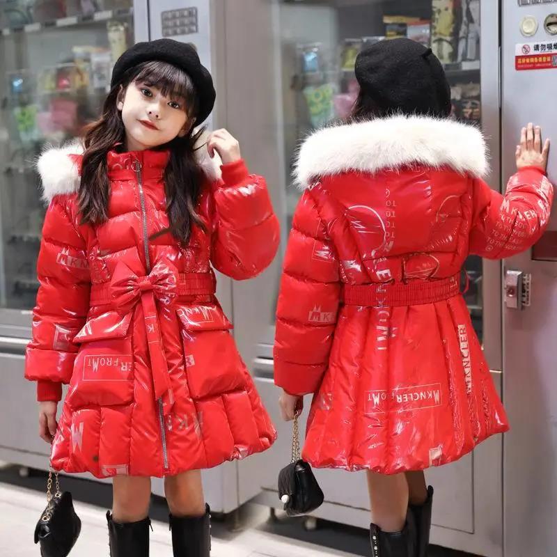 Large Fur Collar Girls Thick and Warm Mid-length Down Padded Jacket Winter Disposable Windproof Jacket