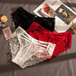 1/3PCS Ladies Temptation Red Panties Sexy Lace Hollow Girl Crotch Cotton Underwear Shorts Students Low Waist Bow Transparent Briefs