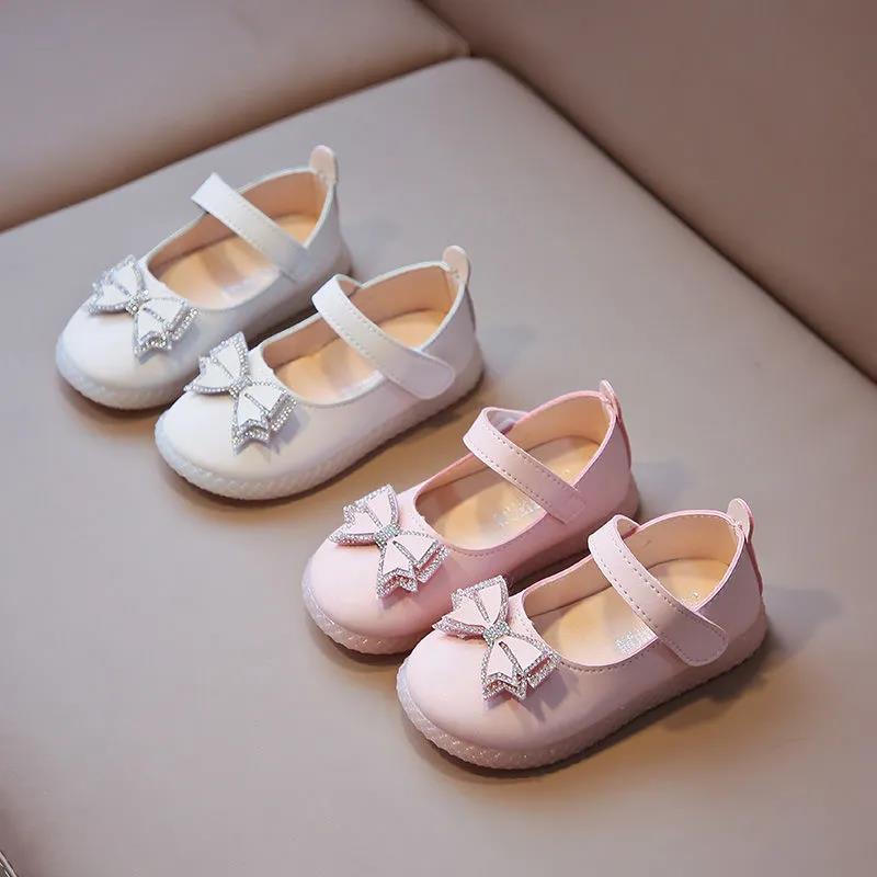 Girls Spring and Autumn Rhinestone Soft Sole Shoes Non-slip Korean Baby Toddler Shoes Little Princess Fashion Round Toe Shoes