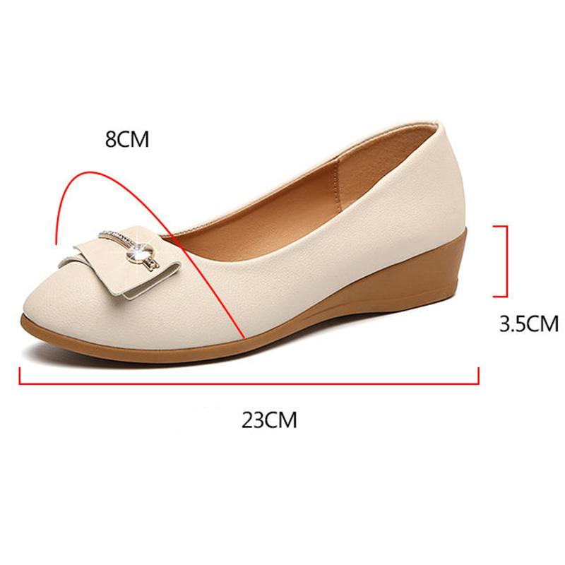 Work Shoes Women's Soft-soled Shoes Wedge Heel Leather Shoes One Pedal Single Leather Shoes Elegant Design High Heels Light and Comfortable