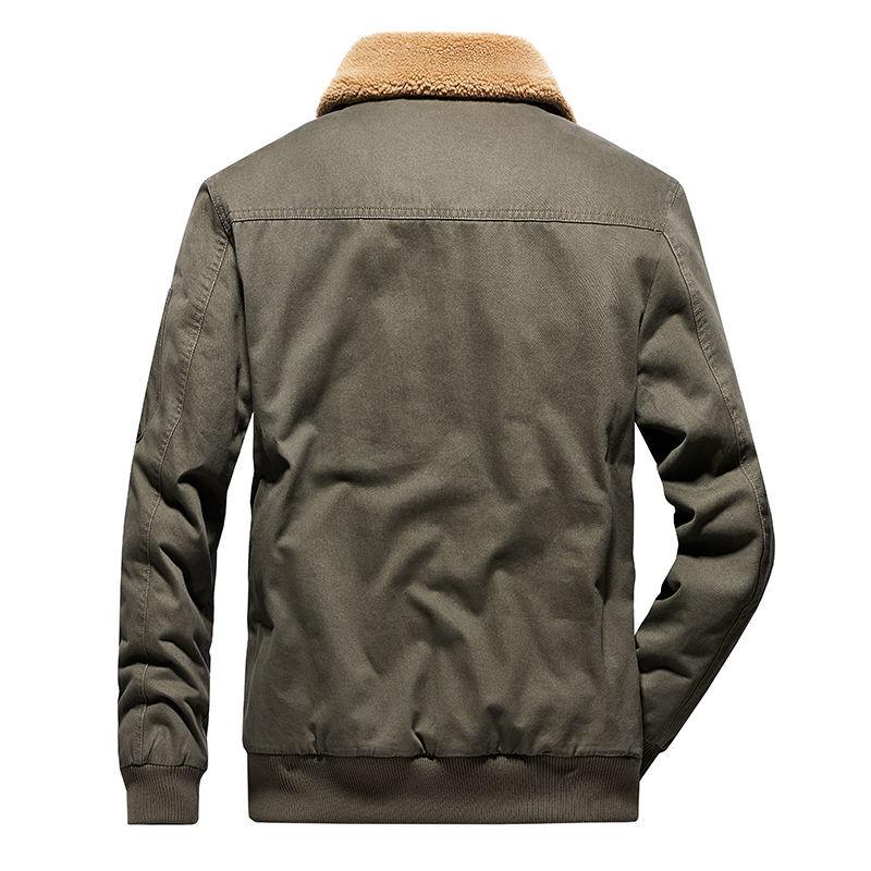 Winter Coat Handsome Male Worker Plus Cotton Thick Lamb Hair Plus Velvet Thick Cotton Coat Loose Military Uniform Retro Cotton Jacket